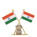 Voila Unity Indian National Flag with Satyamev Jayate Symbol Gold Plated & Brass for Car Dashboard Round Flag